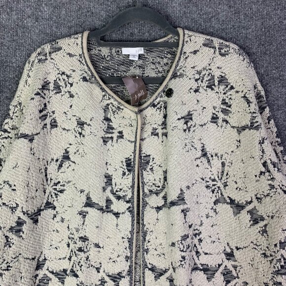 NWT J. Jill Oatmeal HM Womens Floral Knit Cardigan Jacket Beige & Gray M Petite - Picture 4 of 14